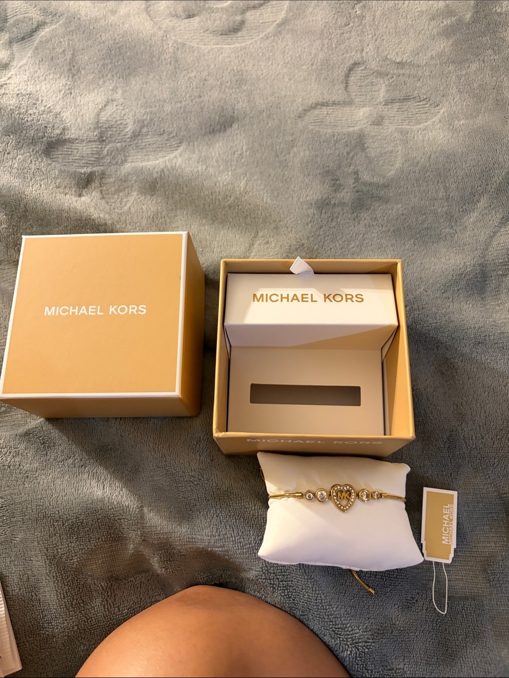 Michael Kors Gold Heart Charm Bracelet with Crystal Accents - Picture 4 of 6